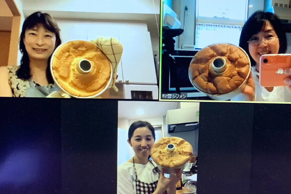 第二回目 粉雪シフォンの Zoomオンラインレッスン 練習会でした グルテンフリーとノンオイルの米粉シフォンケーキ専門教室konayuki 岡山県